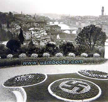 Nazi swastika flower beds in Florence 1938