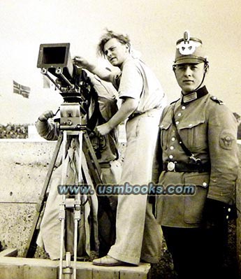 Filming the 1936 Olympics, Nazi police shako