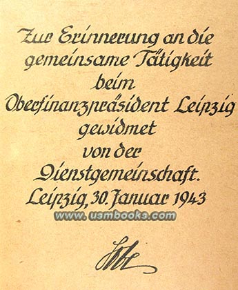 Nazi book dedication 30 January 1943 