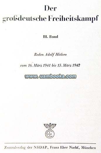 Adolf Hitler speeches March 1941- March 1942