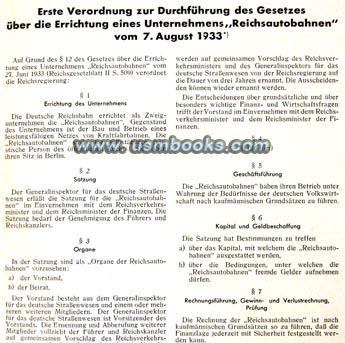 principal laws covering the founding and expansion of the Reichsautobahn
