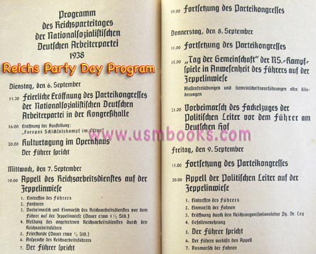 Nazi Party Days program 1938 Nuremberg