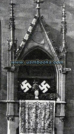 Saarbrucken cathedral with swastikas