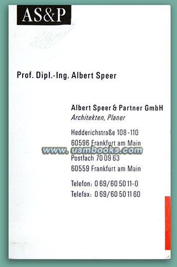 Architect Albert Speer business card