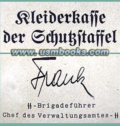 SS-Brigadeführer Frank, SS-Verwaltungsamt, Chef des Verwaltungamtes-SS