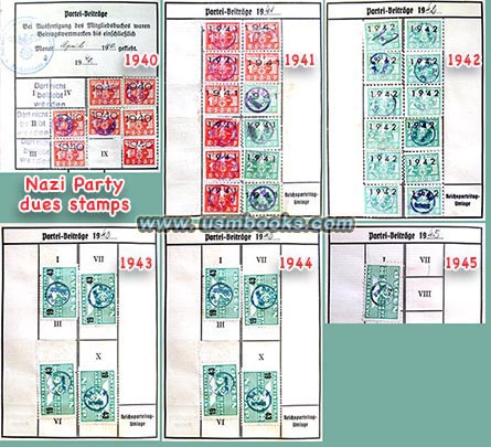 NSDAP membership due stamps