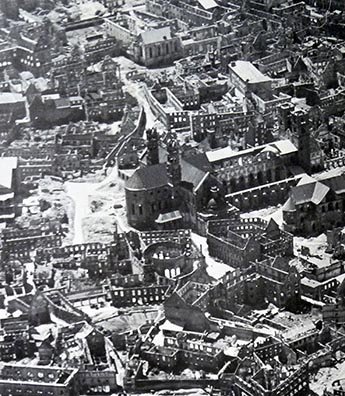 Adolf Hitler Platz, Nuremberg in ruins in 1945
