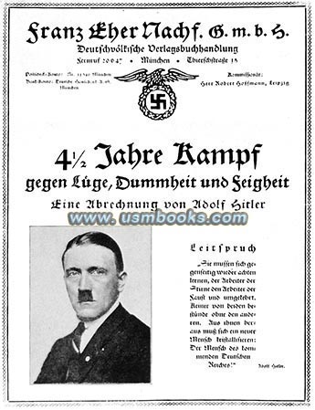 Hitler fight against lies, stupidity and cowardice, Mein Kampf, Franz Eher Nachfolger