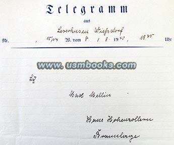 1940 decorative Nazi telegram