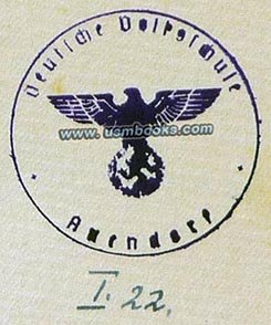 Nazi eagle and swastika rubber school stamp