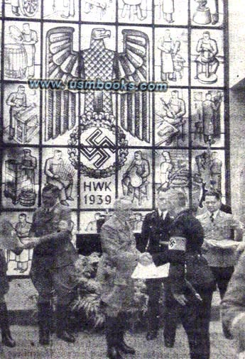 Nazi eagle and swastika stained glass