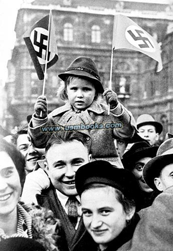 Hitler admirers with swastika flags