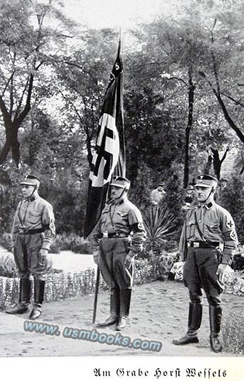 Nazi guards at the grave of Horst Wessel, Hitler mustache