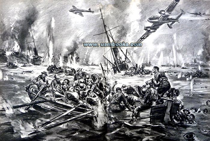 Theo Matejko illustration British military retreat Dunkirk