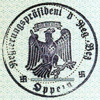 Regierungsprsident Oppeln, eagle and swastika stamp