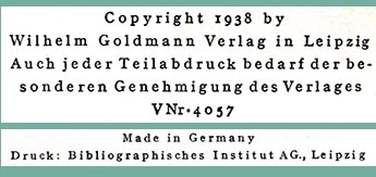 Wilhelm Goldmann Verlag Leipzig 1938