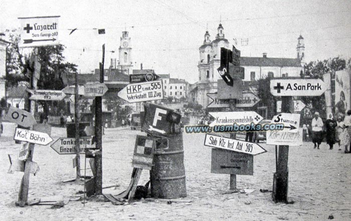 Wehrmacht road signs at the frontline