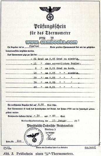 Nazi thermometer certification