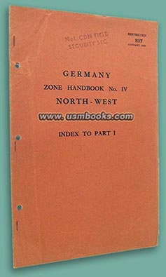 HANDBOOK ZONE IV NORTH-WEST GERMANY INDEX RESTRICTED dated January 1945