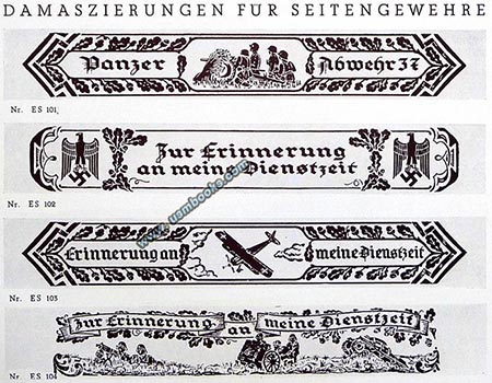 nazi bayonet etching motifs, Damaszierungen