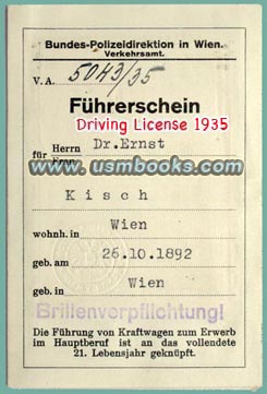 Driving License Dr. Ernst Kisch
