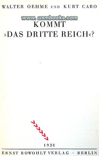 Kommt Das Dritte Reich? 1930 First Edition