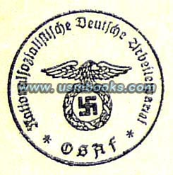 early NSDAP stamp, OSAF