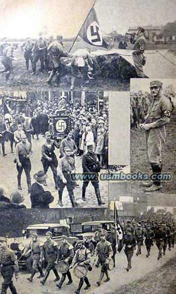 Marching Nazis, swastika flags