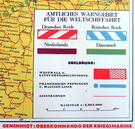 1940 Oberkommando der Kriegsmarine approved North Sea mine map