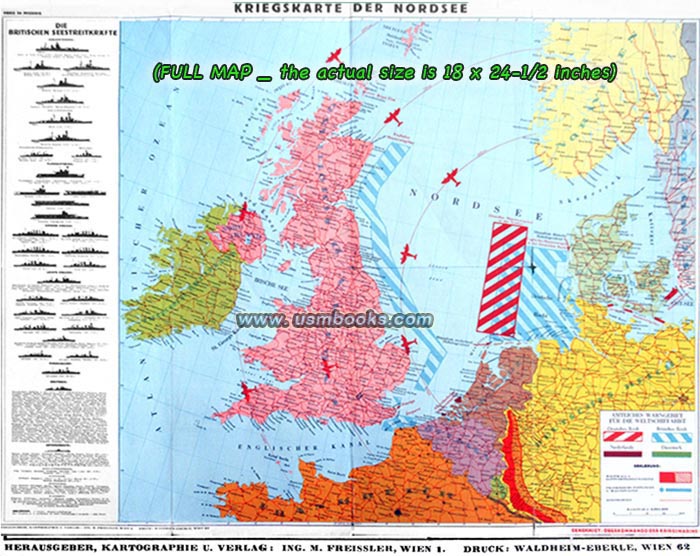 Nazi North Sea Map, 1940 Kriegskarte der Nordsee