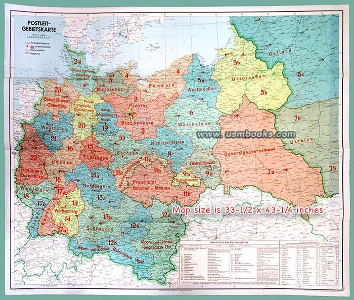 1944 Postleitgebietskarte Grossdeutschland