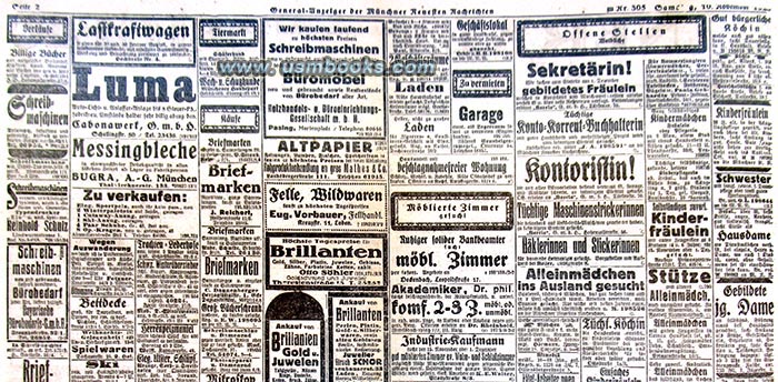 1923 Munich newspaper advertising