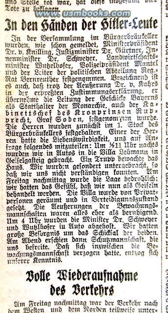 Münchner Neueste Nachrichten 1923 Nazi Putsch