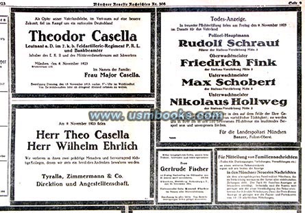 Theodor Casella, Wilhelm Ehrlich, Nazi martyrs