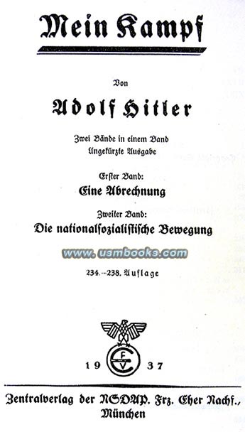 MEIN KAMPF BY ADOLF HITLER - CASED 1937 WEDDING EDITION