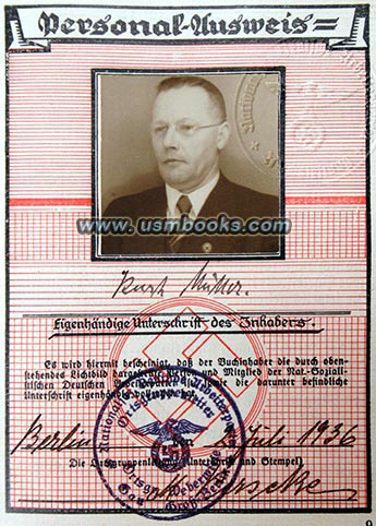 Nazi Party member Kurt Mueller of Berlin, with NSDAP lapel pin