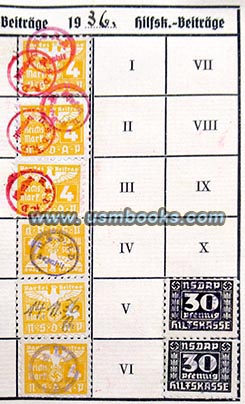NSDAP due stamps