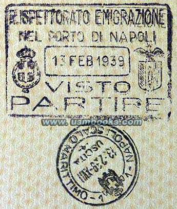 Porto di Napoli 1938 departure stamp