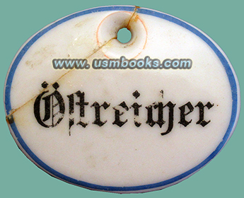 Hugo Oestreicher German porcelain name plate