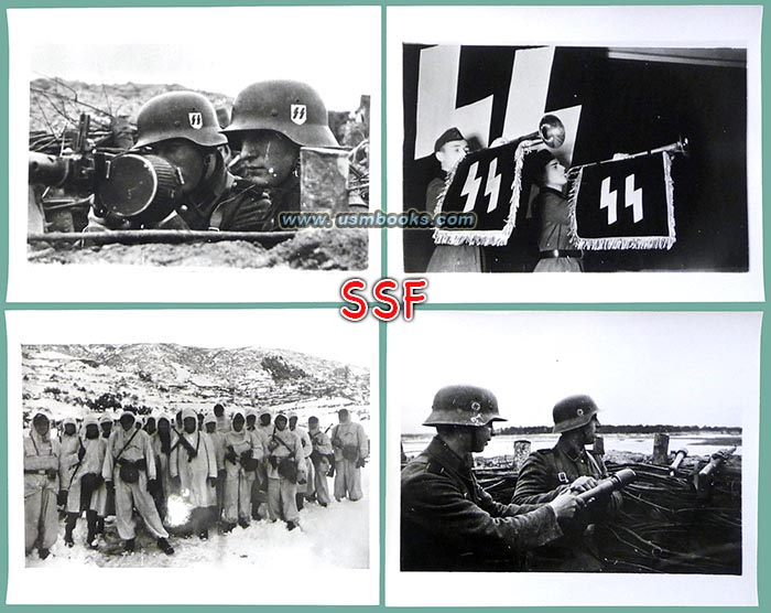 SS trumpet banner, SS machine guns, SS winter camo