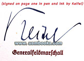 Generalfeldmarschall Wilhelm Keitel autograph