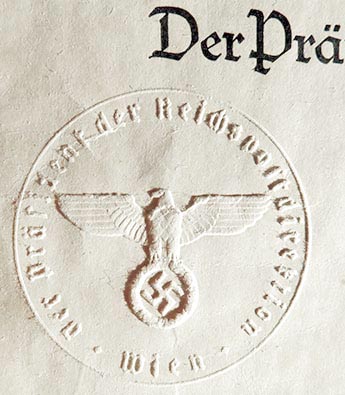 Nazi eagle and swastika embossed seal, 3. Reich Praegestempel