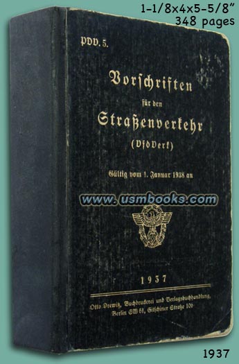 Vorschriften für den Strassenverkehr or Regulation Manual for Traffic Police, effective from 1 January 1938