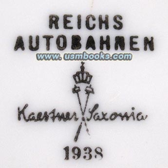 1938 Nazi freeway white tableware Kaestner Saxonia