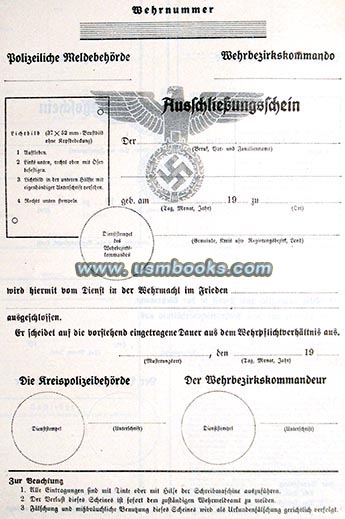 Wehrmacht service form with swastika