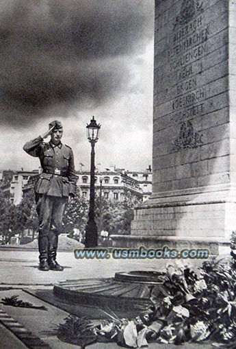 German saluting the tomb of the unknown French soldier of World War I in Paris