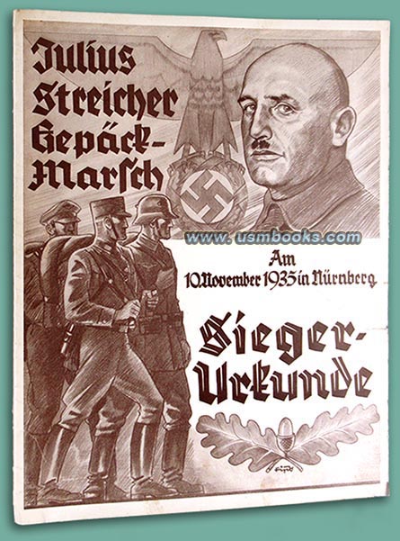 Julius Streicher Gepckmarsch Sieger Urkunde 1935