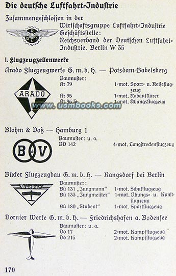 German aircraft manufacturers Arado, Blohm + Voss, Dornier