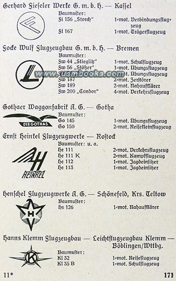 Fieseler, Focke Wulf, Ernst Heinkel, Henschel