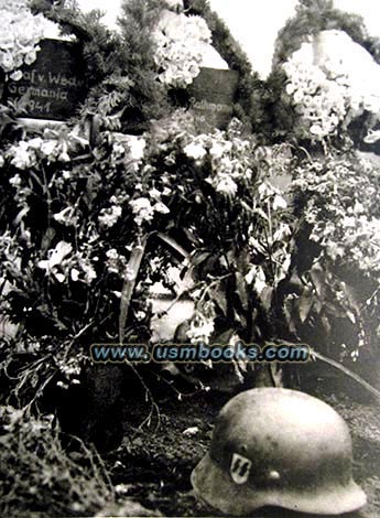 SS helmet on German grave in Poland